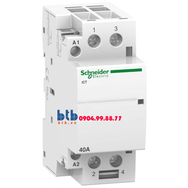 Schneider – Contactor iCT,2P, điện áp cuộn dây 230/240VAC 2NO 40A