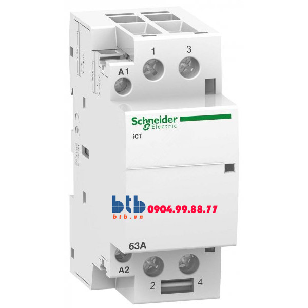 Schneider – Contactor iCT,2P, điện áp cuộn dây 230/240VAC 2NO 63A