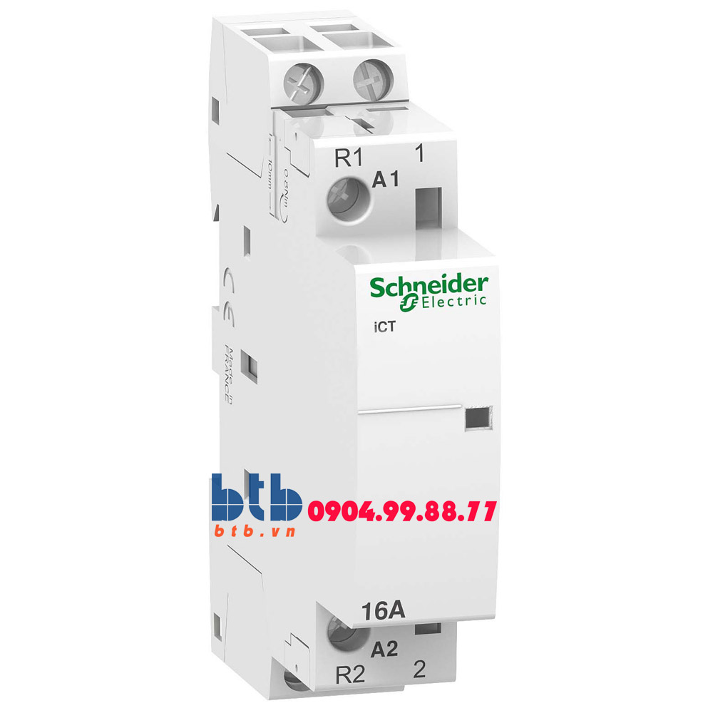 Schneider – Contactor iCT,2P, điện áp cuộn dây 230/240VAC 1NO+1NC 16A