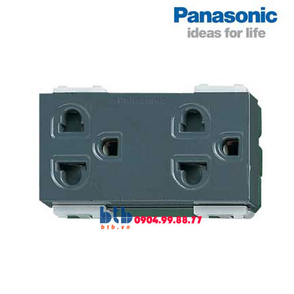 Panasonic Ổ cắm đôi có màng che và dây nối đất